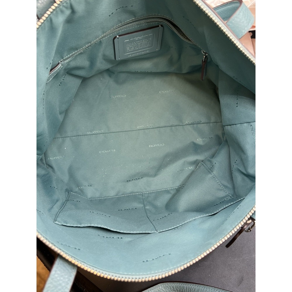 Coach Pebble Leather Taylor Tote Shoulder Bag Aqua Blue Authentic - Picture 11 of 15